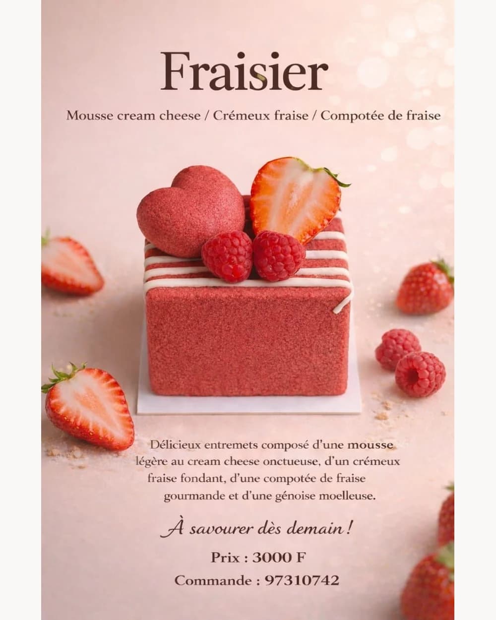 Fraisier — glace artisanale premium par Gift & ENTREMETS By Ah Mes Goûts à Cotonou