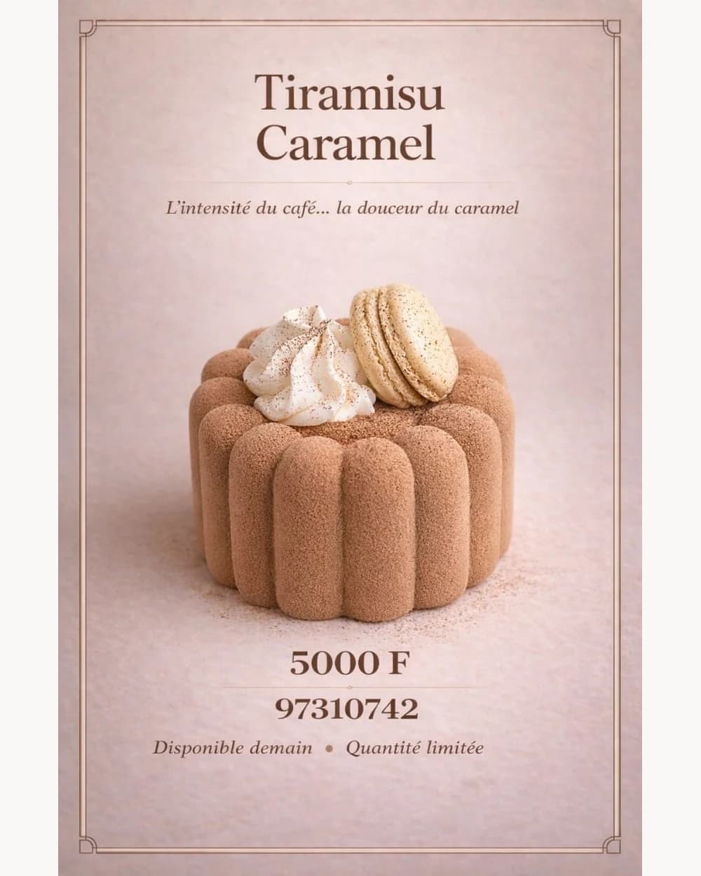 Tiramisu Caramel — glace artisanale premium, vue principale en gros plan